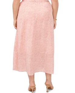 Plus-Size Swirling-Dot-Print Crossover Midi Skirt