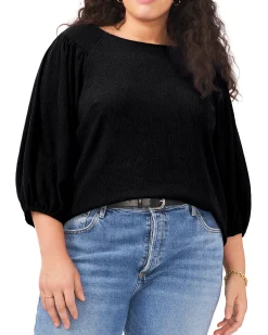 Plus-Size Textured Puff Sleeve Top