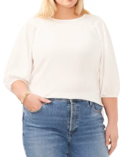 Plus-Size Textured Puff Sleeve Top