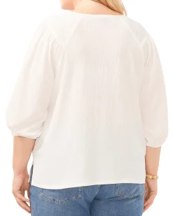Plus-Size Textured Puff Sleeve Top