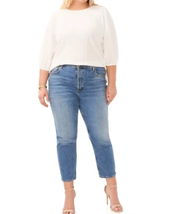 Plus-Size Textured Puff Sleeve Top