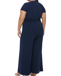 Plus-Size Twist-Front Flared-Leg Jumpsuit