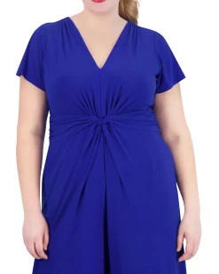 Plus-Size Twist-Front Flared-Leg Jumpsuit