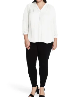Plus-Size V-Neck Inverted Pleat Top