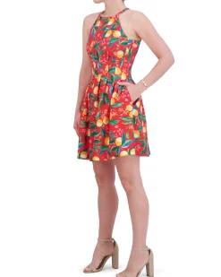 Printed Cutout Halter Dress