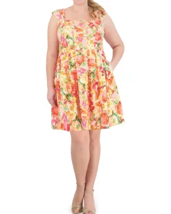 Printed Square-Neck Fit-And-Flare Dress