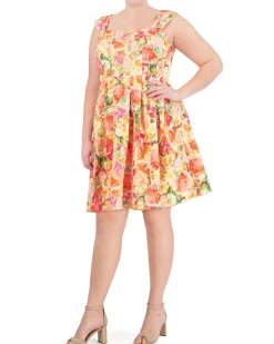 Printed Square-Neck Fit-And-Flare Dress