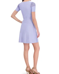 Ribbed-Bodice Fit-And-Flare Dress