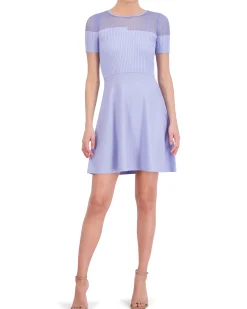 Ribbed-Bodice Fit-And-Flare Dress