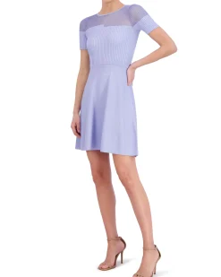 Ribbed-Bodice Fit-And-Flare Dress