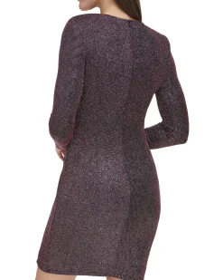 Ruched Asymmetric-Neckline Dress