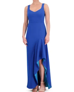 Ruffled Asymmetric-Hem Gown