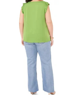 V-Neck Pleated Sleeve Blouse